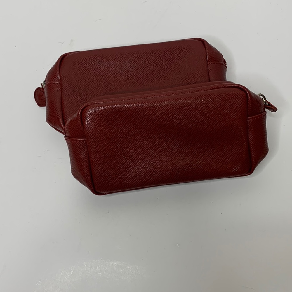 Avon | Pair Maroon Heart Adorned Mini Zipper Pouches | Purse Make-Up Holder Set